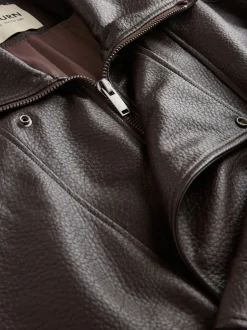 Nothing Ordinary Marron - Veste de motard à col entonnoir en similicuir Online