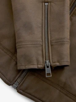 Next Marron - Veste de motard en cuir faux Best