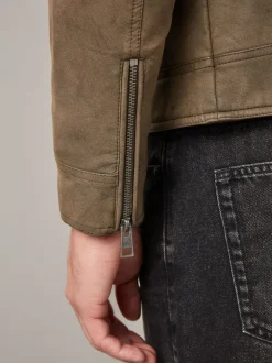 Next Marron - Veste de motard en cuir faux Best