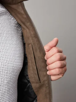 Next Marron - Veste de motard en cuir faux Best