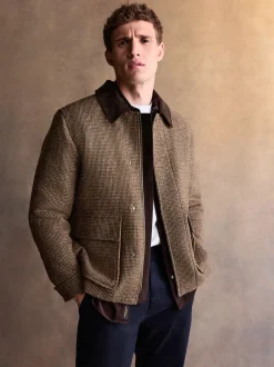 Next Marron - Veste Signature Harris en velours côtelé à dents de chiot Hot