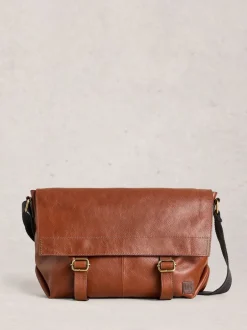 White Stuff Marron - Teddy Leather Messenger Bag Outlet