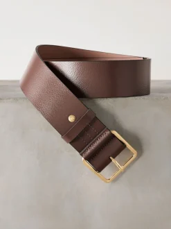 Next Marron café - Large ceinture en cuir N. Premium Made In Italy