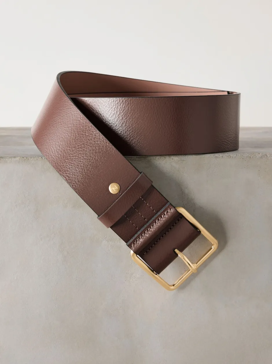 Next Marron café - Large ceinture en cuir N. Premium Made In Italy