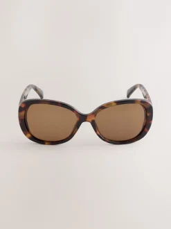 Next Marron écaille de tortue - Lunettes de soleil cache-cœur carrées Outlet