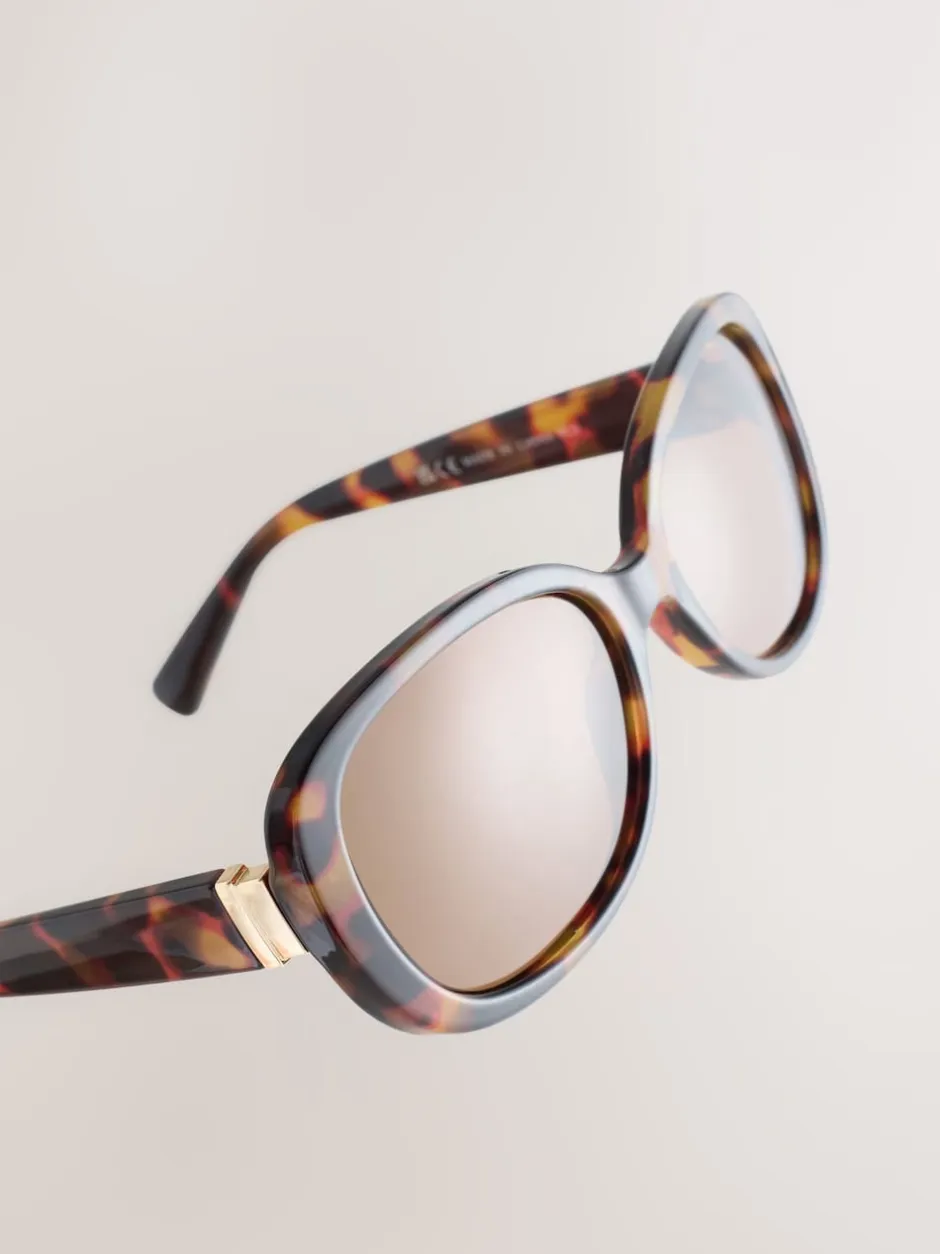 Next Marron écaille de tortue - Lunettes de soleil cache-cœur carrées Outlet