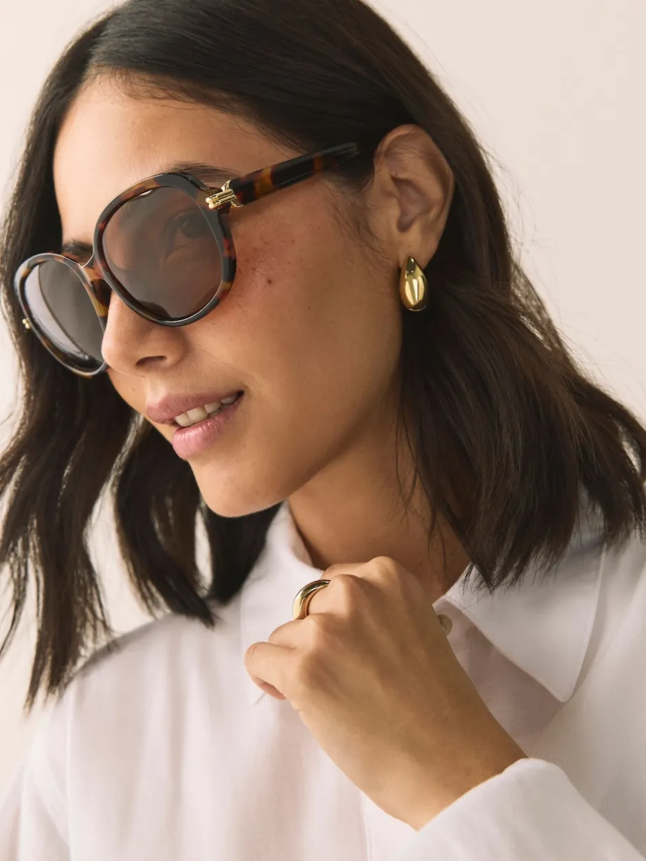 Next Marron écaille de tortue - Lunettes de soleil carrées New