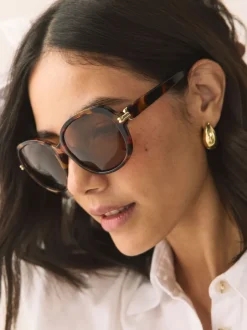 Next Marron écaille de tortue - Lunettes de soleil carrées New