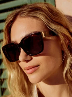 Next Marron écaille de tortue - Lunettes de soleil carrées en acétate Sale