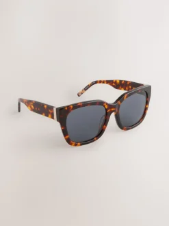 Next Marron écaille de tortue - Lunettes de soleil carrées en acétate Sale