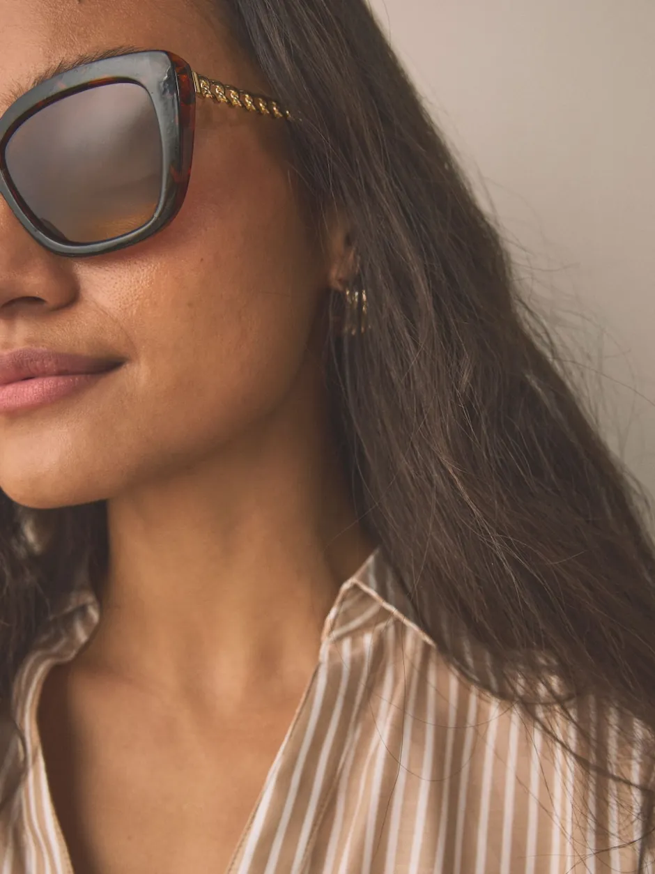 Next Marron écaille de tortue - Lunettes de soleil Chain Arm Outlet