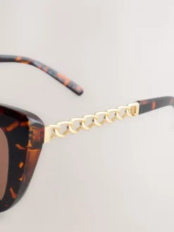 Next Marron écaille de tortue - Lunettes de soleil Chain Arm Outlet
