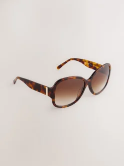 Next Marron écaille de tortue - Lunettes de soleil enveloppantes en acétate Discount
