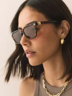 Next Marron écaille de tortue - Lunettes de soleil carrées