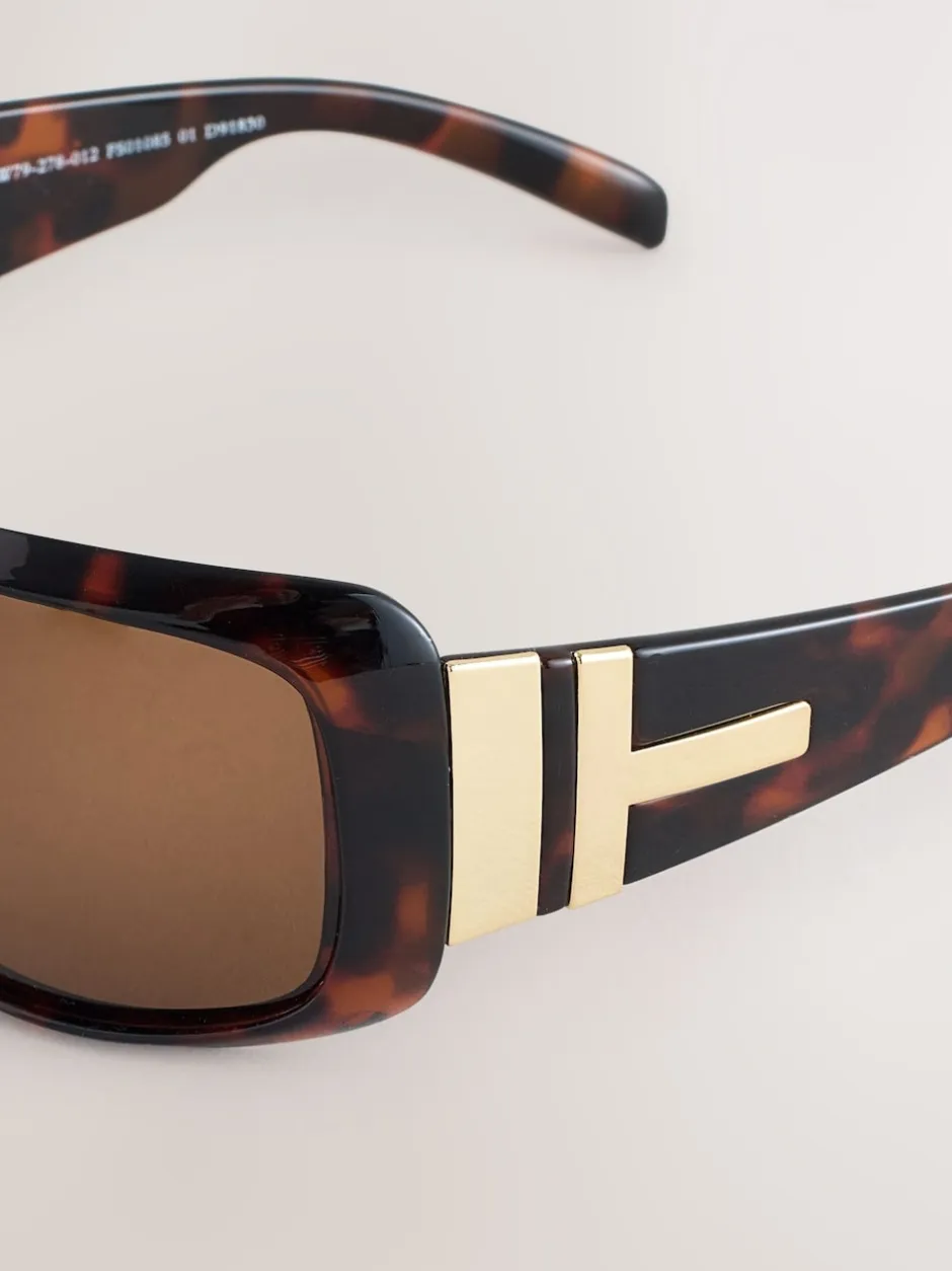 Next Marron écaille de tortue - Lunettes de soleil enveloppantes New