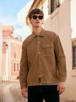 Next Marron chameau - Surchemise veste-chemise en toile Online