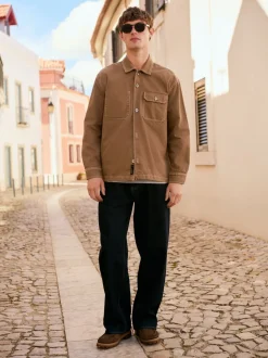 Next Marron chameau - Surchemise veste-chemise en toile Online