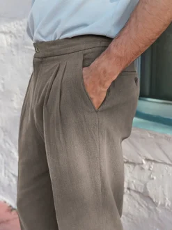 Next Marron champignon - Pantalon élégant aspect lin avec cordon de serrage interne Best