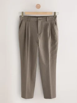 Next Marron champignon - Pantalon élégant aspect lin avec cordon de serrage interne Best