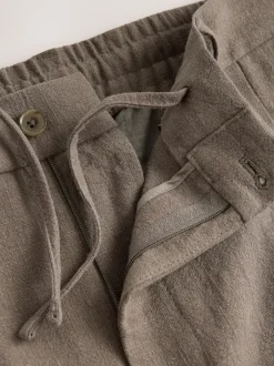 Next Marron champignon - Pantalon élégant aspect lin avec cordon de serrage interne Best