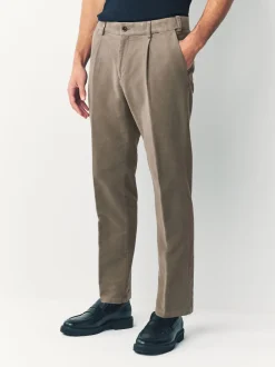 Next Marron champignon - Pantalon chino en tissu italien Emmetex Moleskin en tissu italien coupe classique Discount