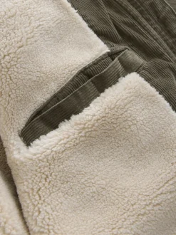 Next Marron champignon - Veste doublée en velours côtelé et en peau de mouton Online