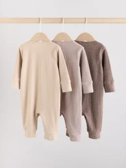 Next Marron chocolat - 3 Pack Baby Sleepsuits (0mths-3yrs) New