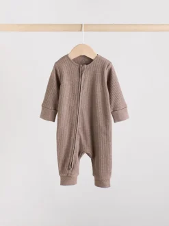 Next Marron chocolat - 3 Pack Baby Sleepsuits (0mths-3yrs) New