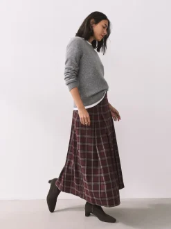 Next Marron chocolat - Bottes chaussettes à talon bloc et bout ciselé Discount