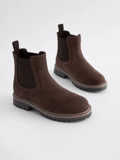 Next Marron chocolat - Bottes Chelsea en cuir à doublure chaude Online