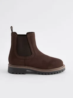 Next Marron chocolat - Bottes Chelsea en cuir à doublure chaude Online