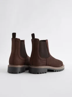 Next Marron chocolat - Bottes Chelsea en cuir à doublure chaude Online