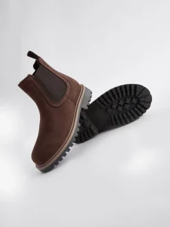 Next Marron chocolat - Bottes Chelsea en cuir à doublure chaude Online