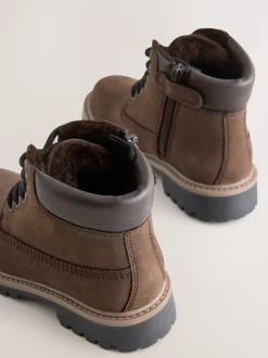 Next Marron chocolat - Bottes de travail à lacets en cuir Sale