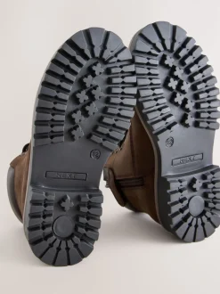 Next Marron chocolat - Bottes de travail à lacets en cuir Sale