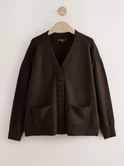 Next - Cardigan ultra-doux à col en V avec poches Marron chocolat Online