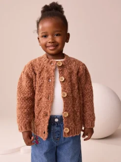Next Marron chocolat - Cardigan en maille épaisse Bobble (3mths-10yrs) Sale
