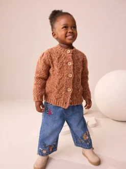 Next Marron chocolat - Cardigan en maille épaisse Bobble (3mths-10yrs) Sale