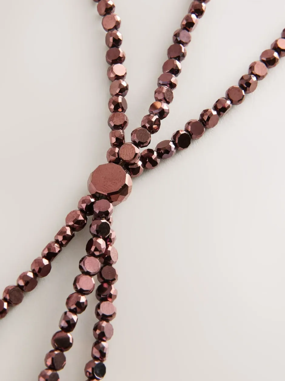 Next Marron chocolat - Ceinture Skinny métallisée à perles étagées New