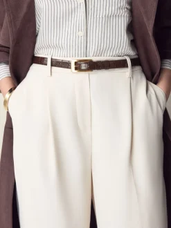 Next Marron chocolat - Ceinture N. Premium Made In Italie en Cuir effet croco New