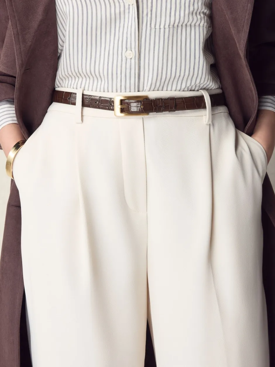 Next Marron chocolat - Ceinture N. Premium Made In Italie en Cuir effet croco New