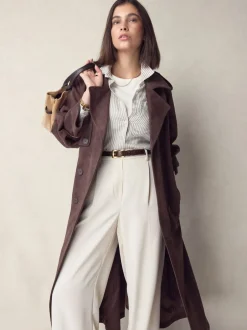 Next Marron chocolat - Ceinture N. Premium Made In Italie en Cuir effet croco New