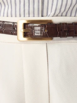 Next Marron chocolat - Ceinture N. Premium Made In Italie en Cuir effet croco New