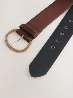 Next Marron chocolat - Ceinture en satin avec boucle en diamant Clearance
