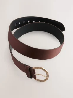 Next Marron chocolat - Ceinture en satin avec boucle en diamant Clearance