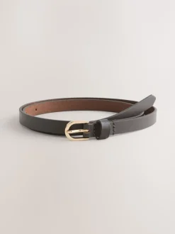 Next - Ceinture fine en cuir Marron chocolat New