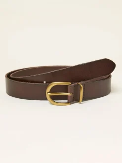 Fat Face Marron chocolat - Ceinture FatFace en cuir uni New