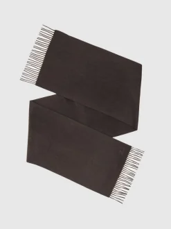 Reiss Marron chocolat - Écharpe Picton à logo script en laine et cachemire Sale