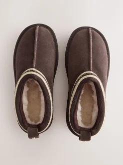 Baker by Ted Baker Marron chocolat - Chaussons mules en daim déperlant pour fille Outlet