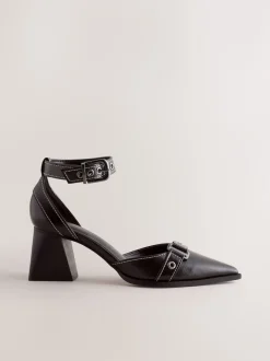 Next Marron chocolat - Chaussures à talons carrés Forever Comfort® à bout pointu New